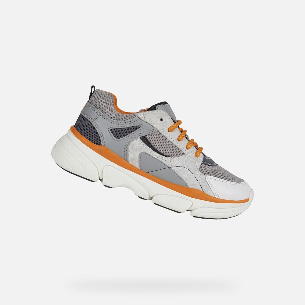 Geox Sneakers Grey/Orange Lunare - Geox Boys Shoes - NPDUIZ498